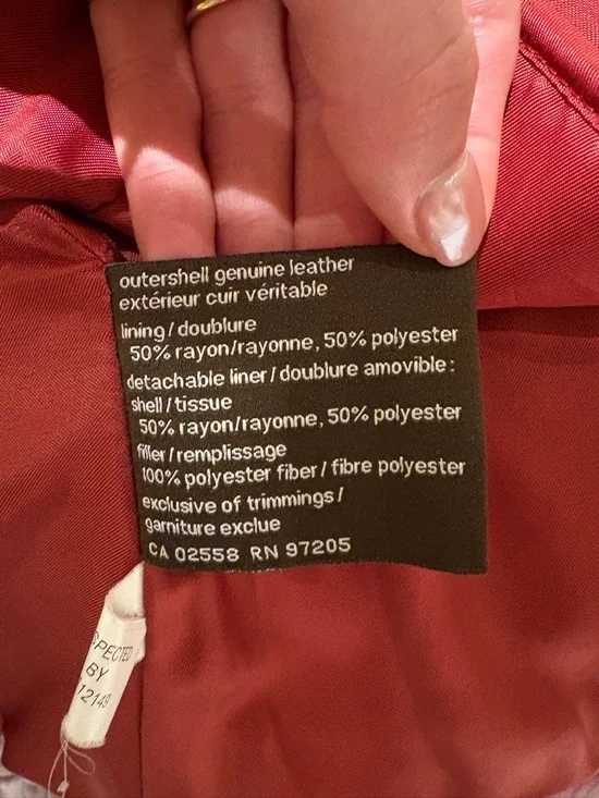 Danier Red Leather Button-Front Jacket - Picture 10 of 11